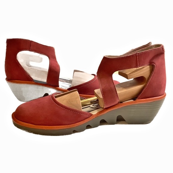 FLY LONDON Rust 'Piat' Platform Wedge Sandals Size 39 - Picture 12 of 13